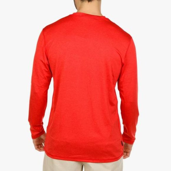 Spyder Men's Active Space-Dye Rash Guard Logo Long Sleeved Shirt Orange NWT/NEW - Picture 3 of 4